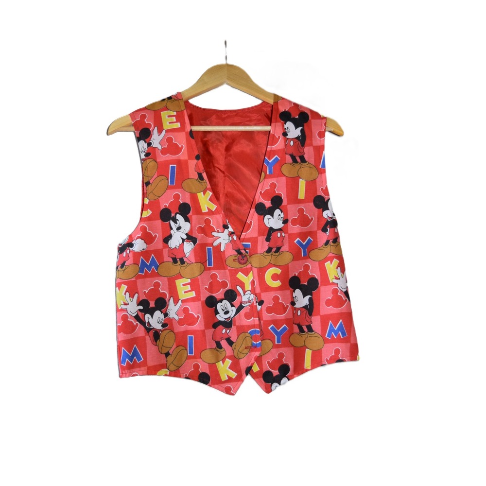 Mickey & Co Vest Unisex OS Red Excellent Vintage Disney Mickey Mouse Print